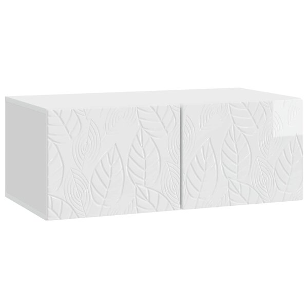 vidaXL Meuble TV mural 59 5 x 41 x 30 cm Blanc brillant