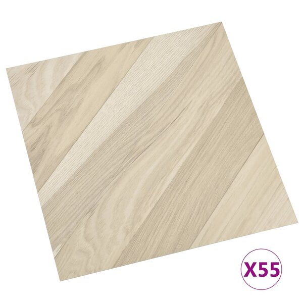 vidaXL Dalles de plancher autoadhésives 55 Pièces PVC 5 11 m² beige rayé
