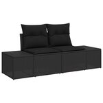 Ensemble de canapé de jardin 11 pièces avec coussins en poly rotin noir acacia