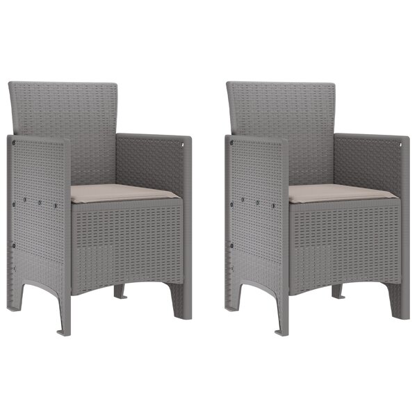 vidaXL Chaises de Jardin avec Coussins 2 Pièces Gris Clair Rattan Poly