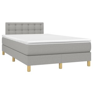 vidaXL Sommier à lattes de lit et matelas gris clair 120x190 cm tissu