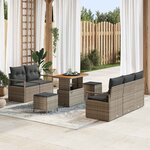 vidaXL Ensemble de canapé de jardin avec coussin 8 Pièces Gris Poly rotin