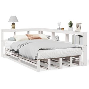 vidaXL Lit bibliothèque sans matelas blanc 120x200 cm bois pin massif