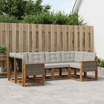 vidaXL Ensemble de canapés d'extérieur 6 Pièces Naturel et Gris clair