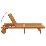 Chaise longue double vidaXL avec des roulettes et un coussin en bois d'acacia massif