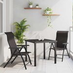 vidaXL Ensemble de salle à manger pour jardin 3 Pièces Noir café