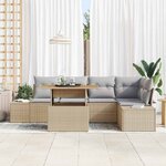 vidaXL Ensemble de canapé de jardin 6 Pièces Beige Poly rotin