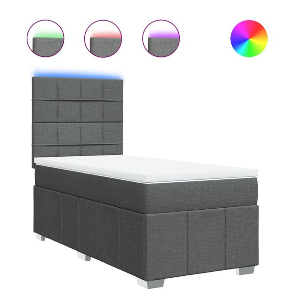 vidaXL Sommier à lattes de lit et matelas Gris foncé 90x190 cm Tissu