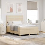 vidaXL Lit à ressorts avec matelas Crème 140 x 190 cm tissu