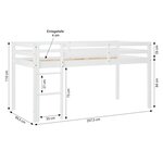 Lit mi-haut enfant - blanc - pin