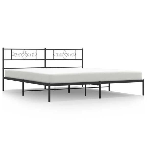 vidaXL Cadre de lit métal avec tête de lit noir 193x203 cm