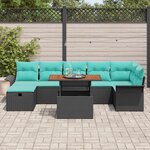 vidaXL Ensemble de canapé de jardin 8 Pièces Noir polyrotin