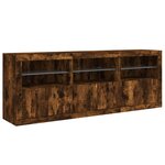 vidaXL Buffet avec lumières LED chêne fumé 181 5x37x67 cm