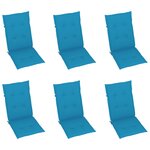 vidaXL Chaises de jardin 6 Pièces avec coussins bleu Bois de teck