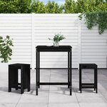 vidaXL Ensemble de bar de jardin 3 Pièces noir bois de pin massif