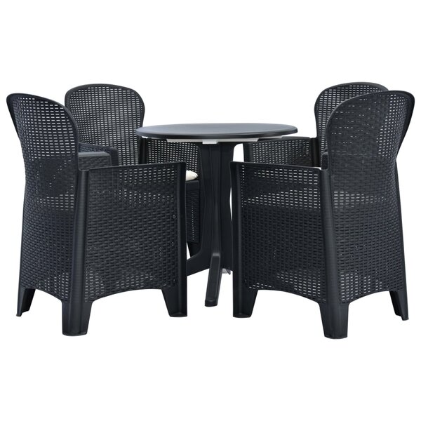 vidaXL Ensemble à dîner d'extérieur 5 Pièces Plastique rotin Anthracite