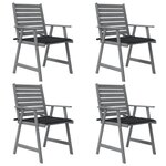 vidaXL Chaises à manger d'extérieur et coussins lot de 4 Acacia massif