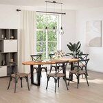 vidaXL Table à manger marron clair bois de chêne massif ovale