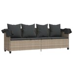 vidaXL Chaise longue avec auvent et coussins gris clair résine tressée