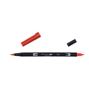 Feutre dessin double pointe abt dual brush pen 885 rouge chaud tombow