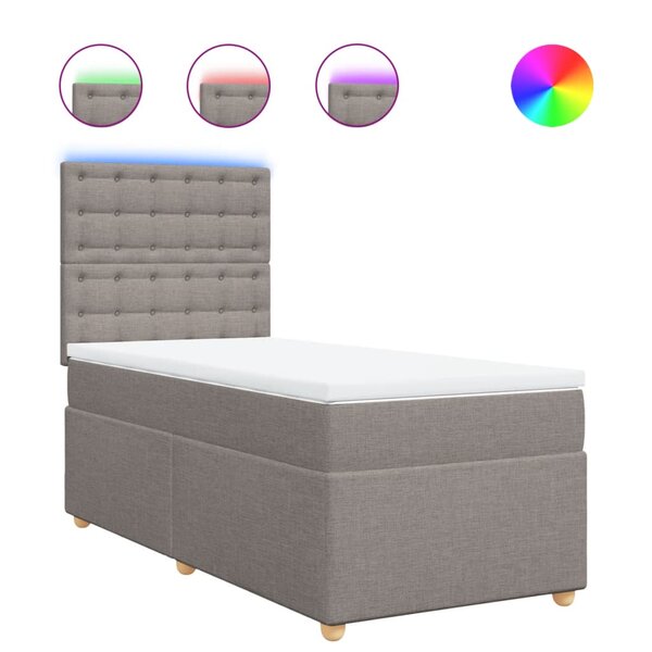 vidaXL Sommier à lattes de lit avec matelas Taupe 90x200 cm Tissu