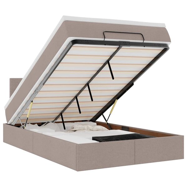 vidaXL Lit ottoman avec matelas et LED Taupe 120x190 cm tissu