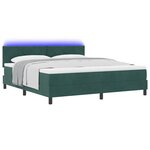 vidaXL Lit à ressort LED avec matelas Vert foncé 180 x 200 cm Velours