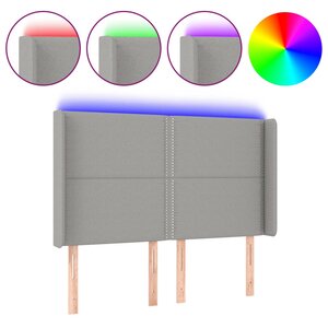 vidaXL Tête de lit à LED Gris clair 147x16x118/128 cm Tissu
