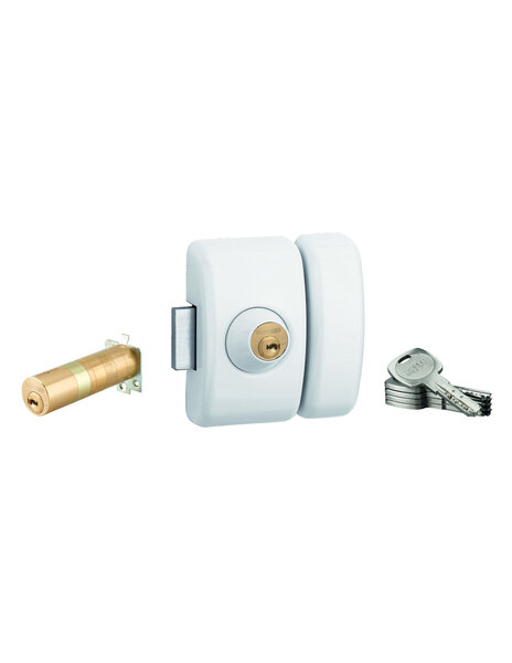 THIRARD - Verrou universel Transit 2 ajustable  double cylindre  blanc  5 clés