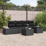 vidaXL Ensemble de canapé de jardin 6 Pièces Noir 55 x 62 x 69 cm