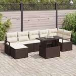 vidaXL Ensemble de canapé de jardin avec coussin 8 Pièces Marron et crème
