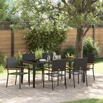 vidaXL Ensemble de salle à manger pour jardin 7 Pièces Noir