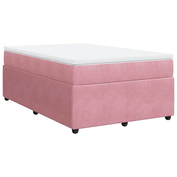 vidaXL Sommier à lattes de lit avec matelas rose 120x190 cm velours