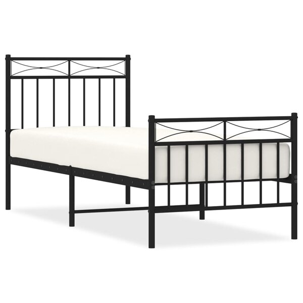 vidaXL Cadre de lit métal sans matelas avec pied de lit noir 75x190 cm