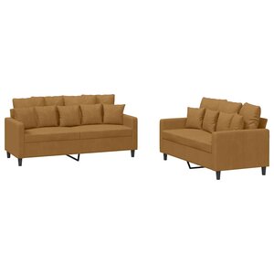 vidaXL Ensemble de canapés 2 Pièces avec coussins Marron Velours