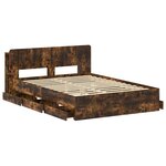 vidaXL Cadre de lit avec rangement Chêne fumé 135 x 190 cm