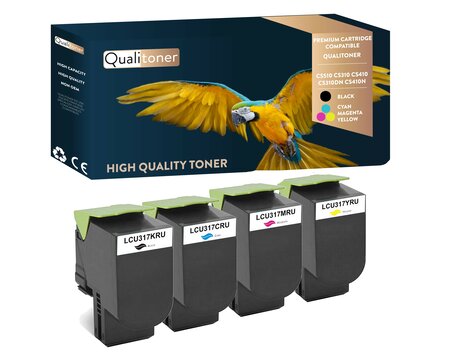 Qualitoner lot de x4 toners cs510 cs310 cs410 cs310dn cs410n (noir + cyan + magenta + jaune) compatible pour lexmark