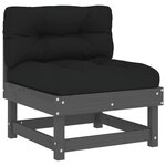 vidaXL Salon de jardin 4 Pièces avec coussins gris bois massif