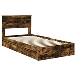 vidaXL Lit de Rangement Chêne fumé 100 x 200 cm Bois d'ingénierie