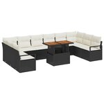 vidaXL Ensemble de canapé de jardin avec coussin 11 Pièces Noir et Crème