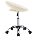 Chaise fauteuil siège de travail roulante similicuir crème 02_0024076