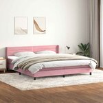 vidaXL Sommier à lattes de lit avec matelas rose 180x220 cm velours