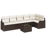 vidaXL Ensemble de canapé de jardin avec coussin 7 Pièces Gris Poly rotin