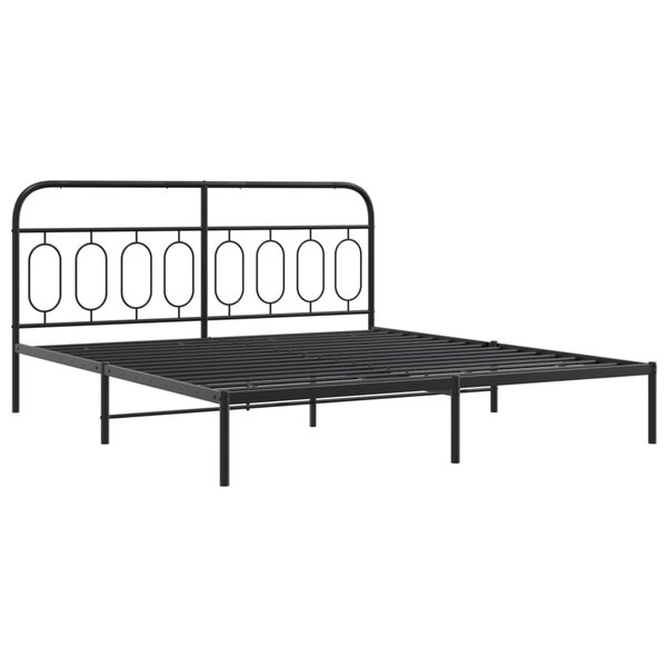 vidaXL Cadre de lit métal avec tête de lit/pied de lit noir 183x213 cm