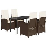 vidaXL Ensemble à manger de jardin 5 Pièces et coussins marron poly rotin
