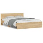 vidaXL Cadre de lit avec LED sans matelas chêne sonoma 160x200 cm