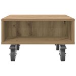 vidaXL Table d'appoint avec roues Chêne artisanal 50 5 x 50 x 30 cm