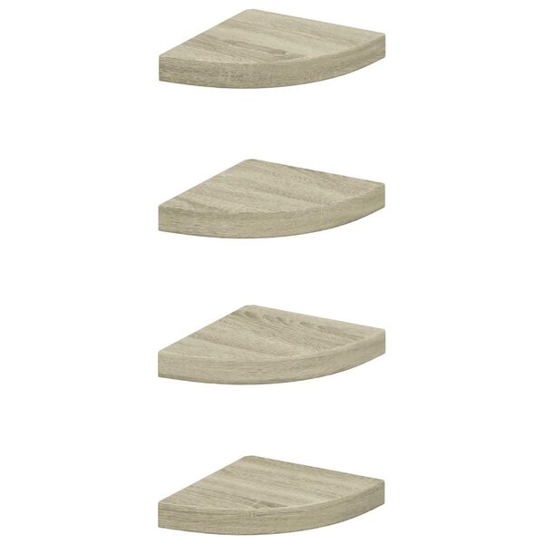 vidaXL Étagères d'angle flottantes 4 Pièces chêne 25x25x3 8 cm MDF