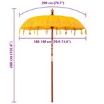 vidaXL Parasol balinais Jaune 185 x 185 x 260 cm