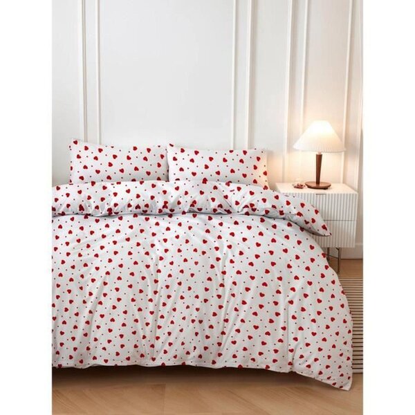 Parure de lit - housse de couette 220 x 240 + 2 taies d'oreiller 60 x 60  coton-polyester - Rouge